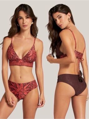 Cosita Linda African Twist Reversible Bikini Halter Top & Bottoms - NWOT